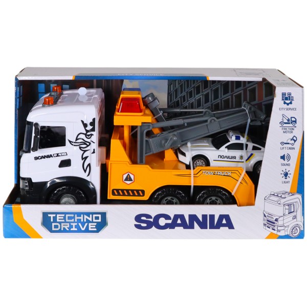 Фото - Наземная спецтехника TechnoDrive Mid Truck – ЭВАКУАТОР SCANIA С МАШИНОЙ ПОЛИЦИИ (свет, звук) (3004KS)